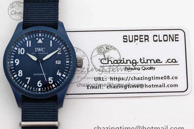 MIROTIME 0816 EasyCare Mark XVIII IW328101 Blue Ceramic M+F 1:1 Best Edition Blue Dial on Blue Nylon Strap A 7046